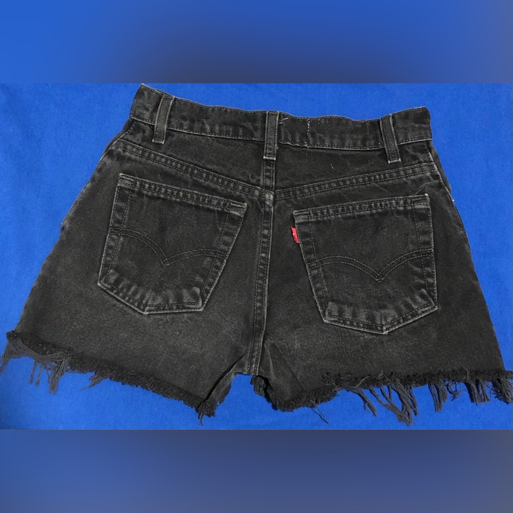 Levi's Black Jean Shorts Distressed Frayed Hem